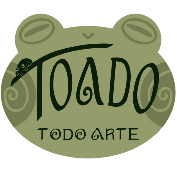 Logo with 'TOADO TODO ARTE' text on a green frog